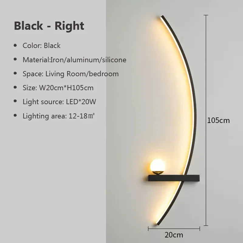 Modern LED Wall Lamp β Minimalist Art Design for Bedroom, Living Room, and Bathroom, Gold/Black