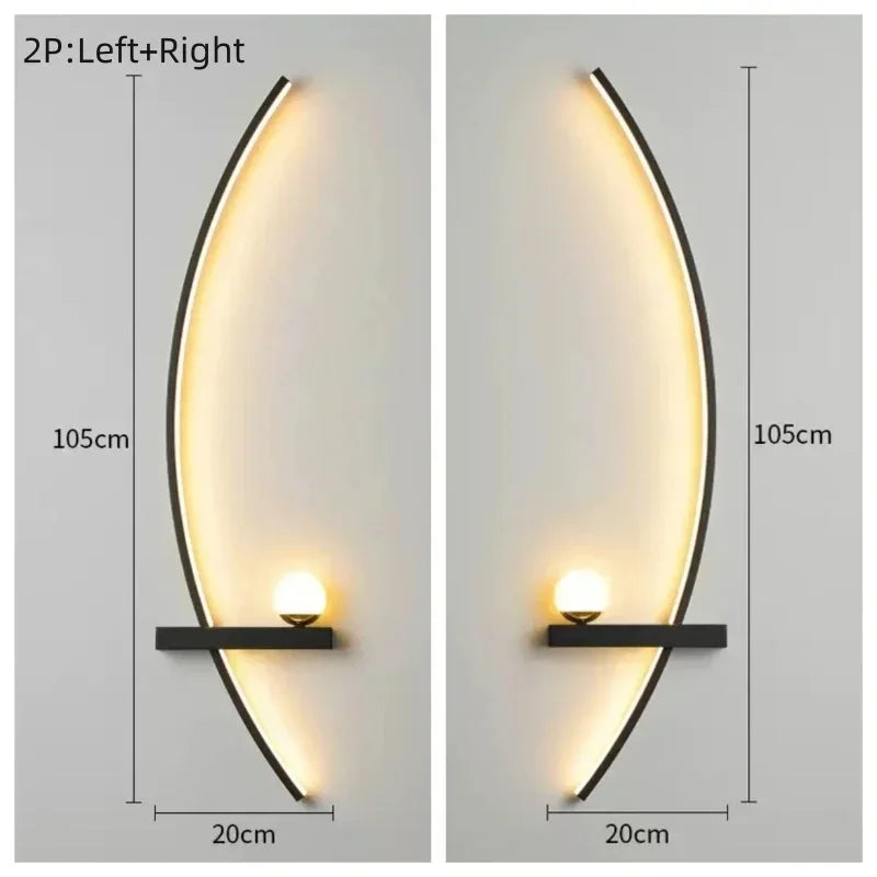 Modern LED Wall Lamp β Minimalist Art Design for Bedroom, Living Room, and Bathroom, Gold/Black