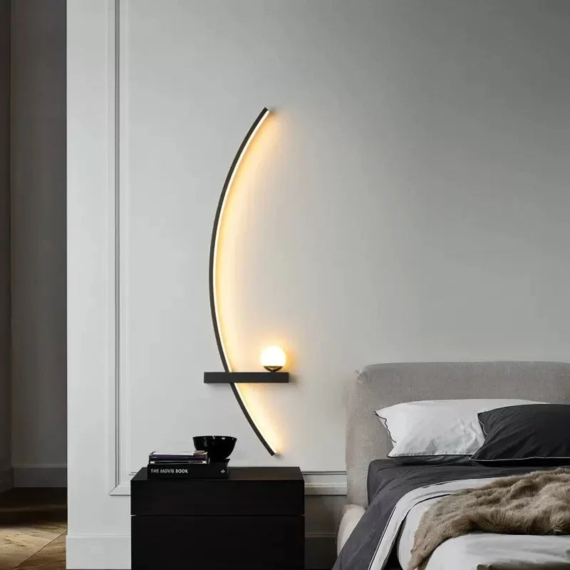 Modern LED Wall Lamp β Minimalist Art Design for Bedroom, Living Room, and Bathroom, Gold/Black
