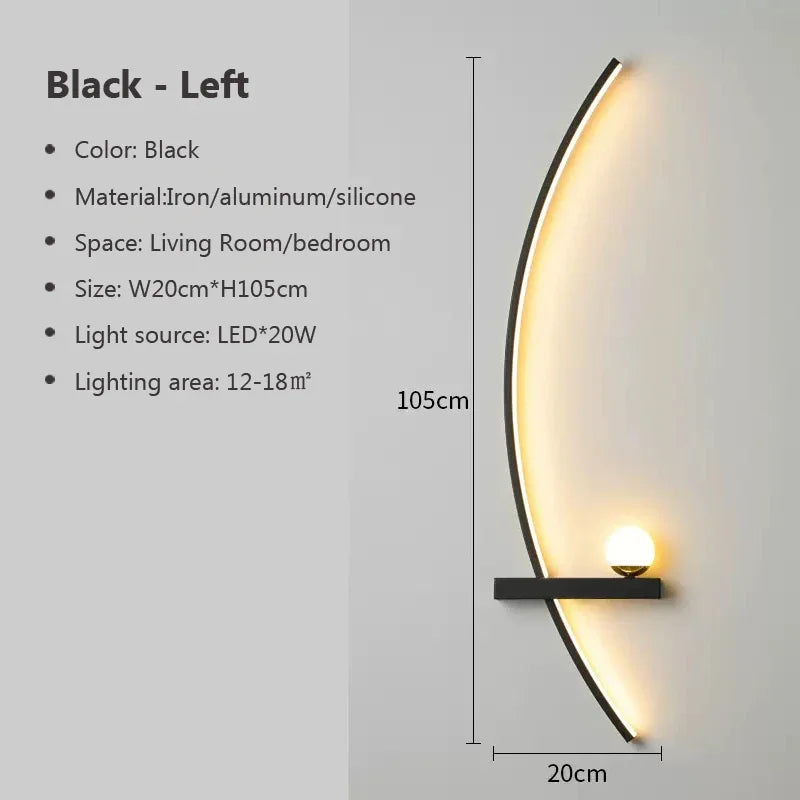 Modern LED Wall Lamp β Minimalist Art Design for Bedroom, Living Room, and Bathroom, Gold/Black