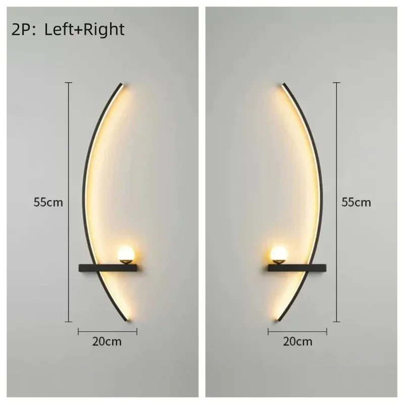 Modern LED Wall Lamp β Minimalist Art Design for Bedroom, Living Room, and Bathroom, Gold/Black